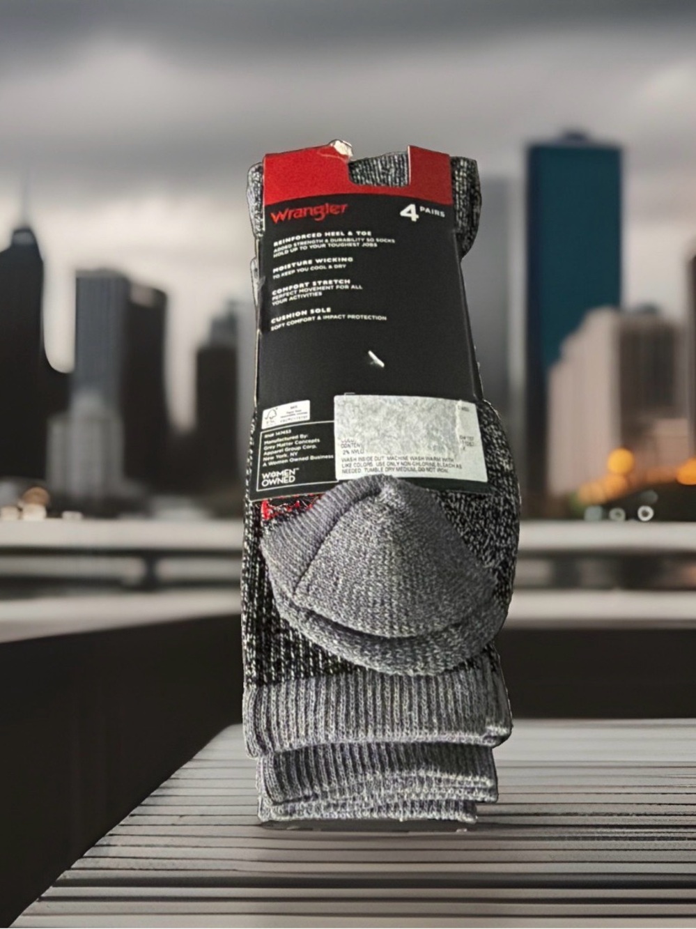 4-pack Wrangler Men's Shoe Size 8-12 Utility Crew Socks. Grey. New with Tags.